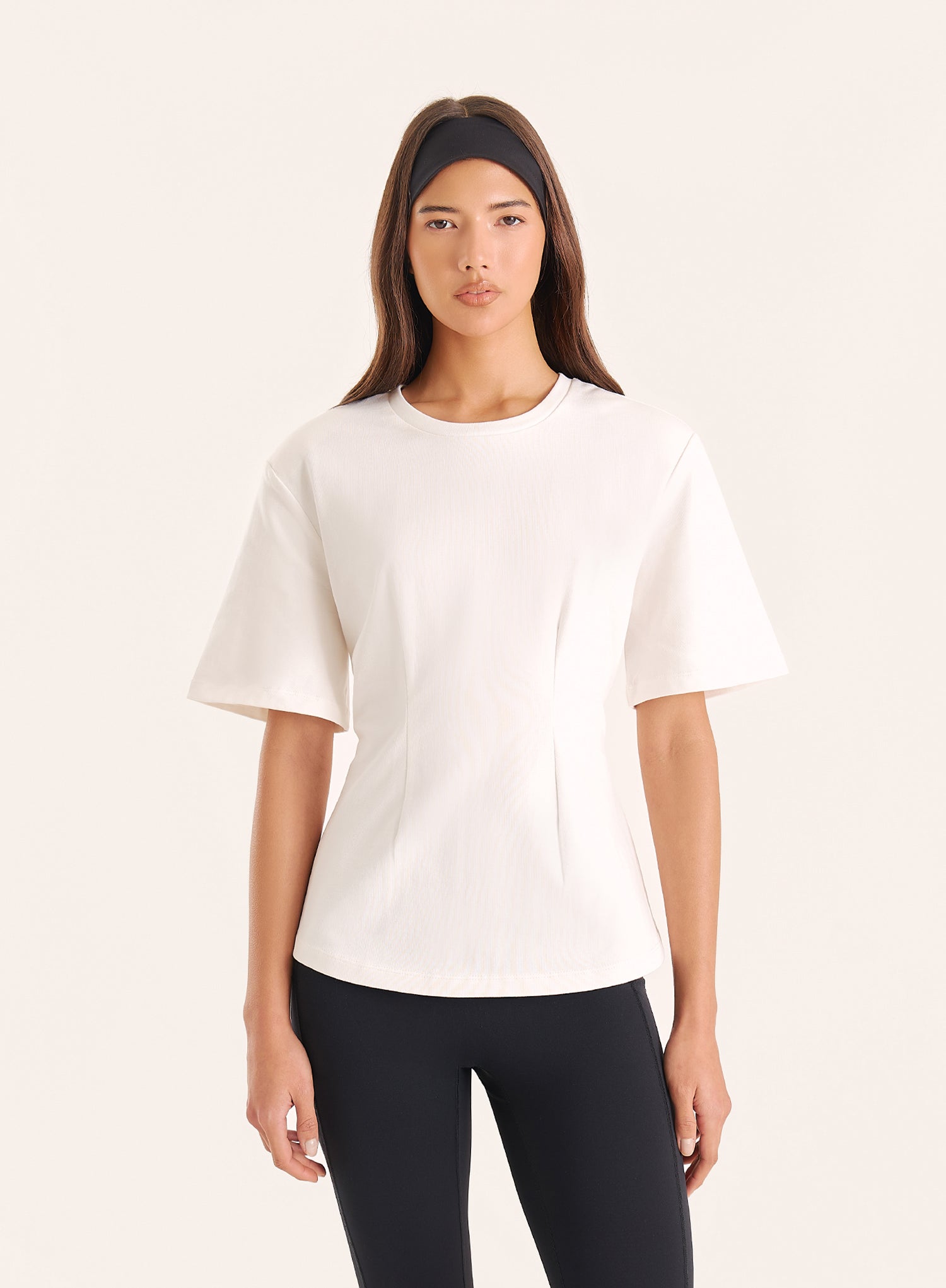 White Shoulder Pad Peplum T-Shirt